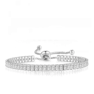 Liv Oliver 18k Gold Emerald-cut Adjustable Bracelet In Silver