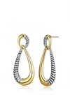 LIV OLIVER 18K GOLD TWO TONE TEXTURED DROP EARRINGS