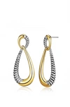 Liv Oliver 18k Gold Two Tone Textured Drop Earrings In Gold