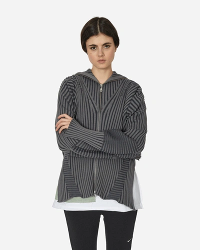 Lueder Heavy Knit Zip-up Cardigan Charcoal In Grey