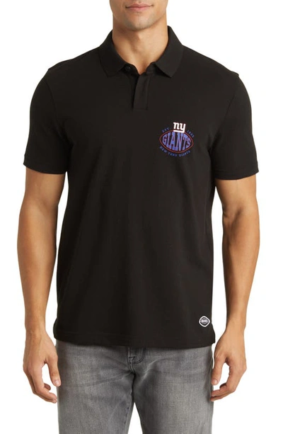 Hugo Boss Boss X Nfl Cotton-piqu Polo Shirt With Collaborative Branding In Giants Black
