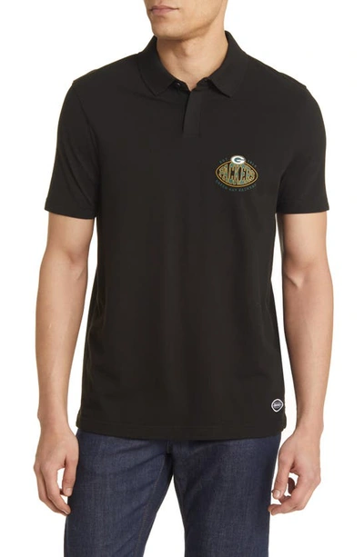 Hugo Boss Men's Boss X Nfl Cotton-piqué Polo Shirt With Collaborative Branding In Green Bay Packers Black