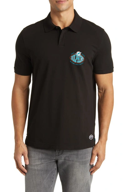 Hugo Boss Boss X Nfl Cotton Polo In Miami Dolphins Black