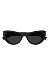 Saint Laurent Sleek Logo Plastic Cat-eye Sunglasses In Shiny Black