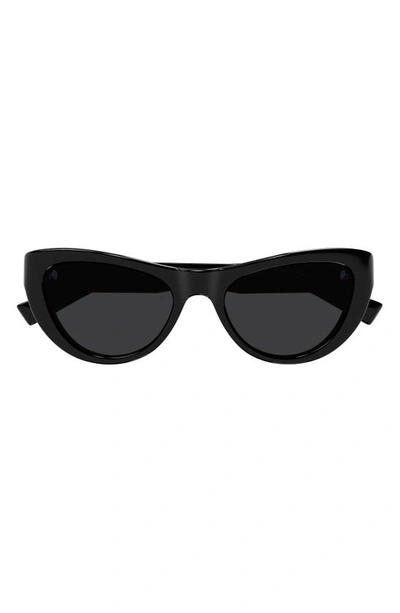 Saint Laurent Sleek Logo Plastic Cat-eye Sunglasses In Shiny Black