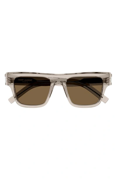 Saint Laurent Men's Sl 469 Acetate Rectangle Sunglasses In Shiny Transparent