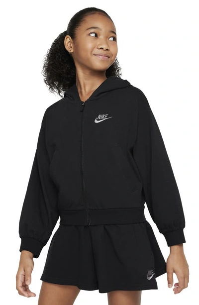 Nike Kids' Big Girls Sportswear Jersey-knit Full-zip Hoodie In Black