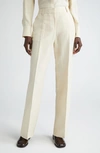 Lafayette 148 Gates Floral Linen Blend Pants In Pebble