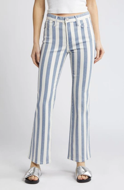 Frame Le Easy Mid Rise Flare Jeans In Clear Blue Stripe