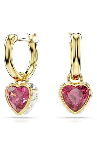 SWAROVSKI SWAROVSKI CHROMA HEART DROP HOOP EARRINGS