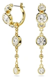 Swarovski Round Cut, White, Mixed Metal Finish Imber Drop Earrings In Gold