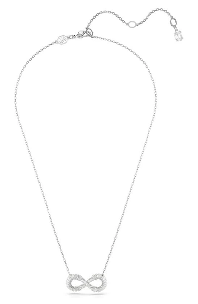 Swarovski Rhodium-plated Crystal Infinity Pendant Necklace, 15" + 2-3/4" Extender In Silver