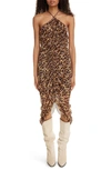 ISABEL MARANT ÉTOILE VALDI LEOPARD PRINT CENTER RUCHED DRESS