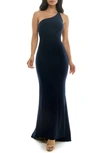 JUMP APPAREL STRAPPY ONE-SHOULDER TRUMPET GOWN