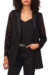 Vince Camuto Lace Sleeve Blazer In Rich Black