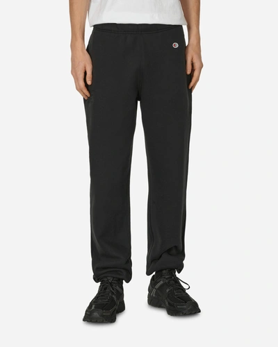 Champion Black Cotton Logo Long Sweatpants