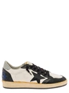 GOLDEN GOOSE 'BALL-STAR' WHITE AND BLACK LOW TOP SNEAKERS WITH STAR PATCH IN LEATHER MAN