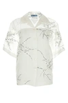 Prada Silk Blend Sheer Shirt With Floral Embroidery In White