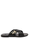 TOM FORD 'PRESTON' BLACK FLAT SANDALS WITH T DETAIL IN LEATHER MAN