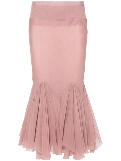 Rick Owens Divine Bias Straight Skirt In Dusty Pink