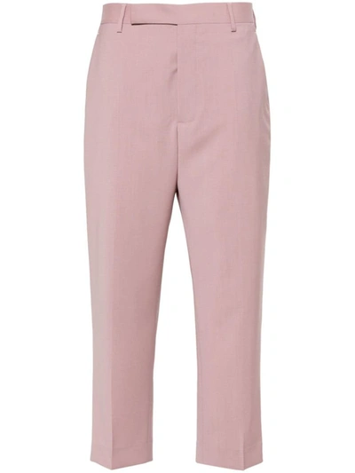 Rick Owens Pressed-creased Wool Trousers In Dusty Pink