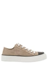 BRUNELLO CUCINELLI BEIGE LOW TOP trainers WITH MONILE EMBELLISHMENT IN SUEDE WOMAN