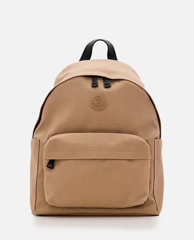 Moncler New Pierrick Logo-patch Backpack In Beige