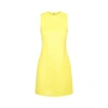 Bottega Veneta Leather Intrecciato Weave Mini Dress In Yellow & Orange