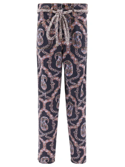 Etro Paisley Belted Jeans In Blue
