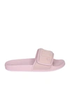 Jimmy Choo Fitz Slides With Lycra Logoed Bang In Pink