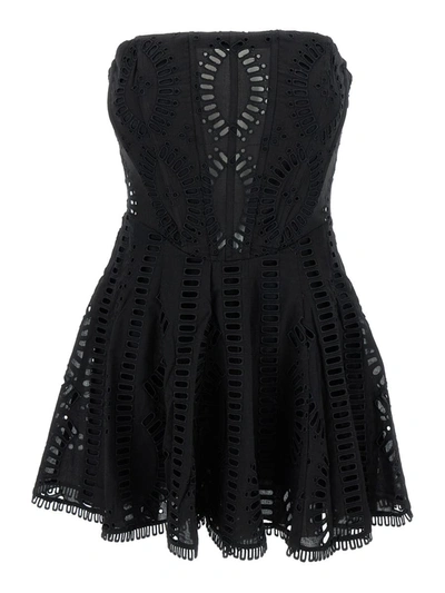 Charo Ruiz Zannick Strapless Broderie Anglaise Cotton-blend Mini Dress In Black