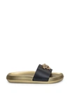 Versace Medusa-plaque Open-toe Sandals In Gold