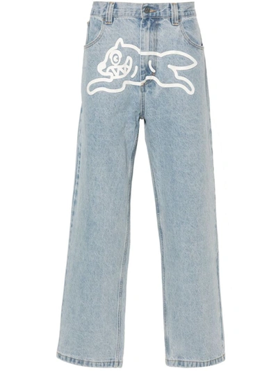 Icecream Running-dog-print Mid-rise Jeans In Blue