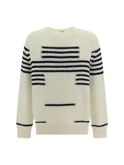 Loewe Men Sweater In Off-white/navy