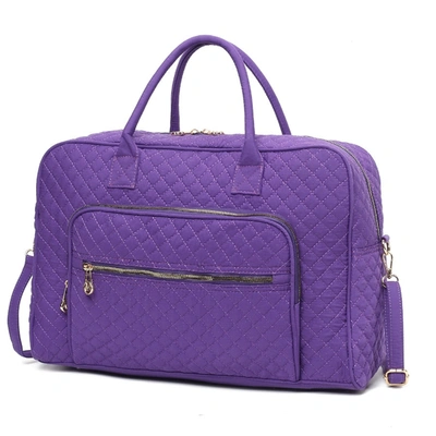 Mkf Collection By Mia K Jayla Solid Quilted Cotton Women's Duffle Bag By Mia K In Purple