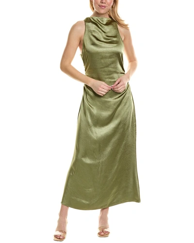 Reveriee Satin Maxi Dress In Green