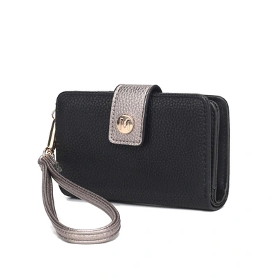 Mkf Collection By Mia K Shira Color Block Vegan Leather Women's Wallet With Wristlet By Mia K In Black