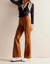 Free People Uptown Faux Leather Flare Pants In Brown
