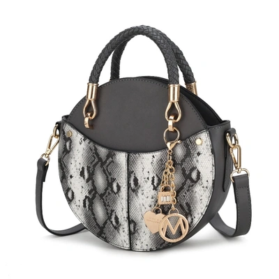 Mkf Collection By Mia K Camille Faux Snakeskin Vegan Leather Women's Round Crossbody Bag By Mia K In Pink