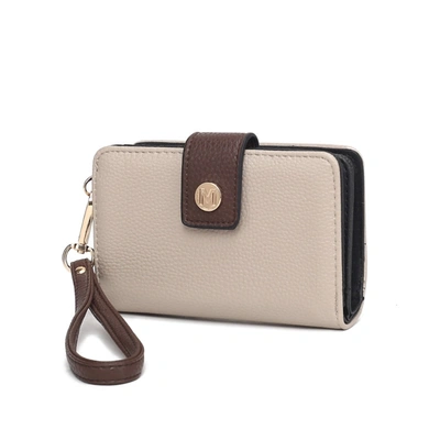 Mkf Collection By Mia K Shira Color Block Vegan Leather Women's Wallet With Wristlet By Mia K In Grey