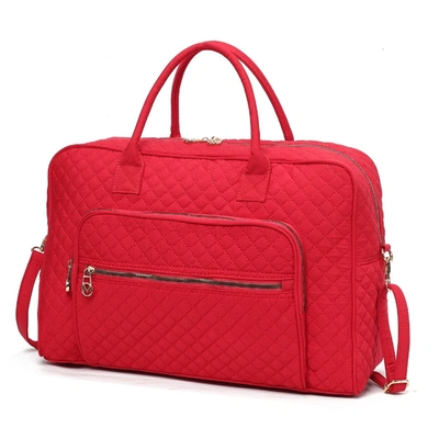 Mkf Collection By Mia K Jayla Solid Quilted Cotton Women's Duffle Bag By Mia K In Red