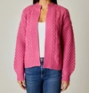 DESIGN HISTORY LONG SLEEVE OPEN FRONT CARDI IN FRENCH ROSE