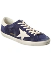 Golden Goose Super-star Suede Upper And Toe Foam Tongue Leather Star Laminated Heel Sneakers Blue In Blue