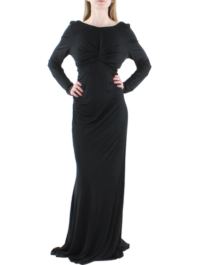 Donna Karan Womens Knit Long Sleeves Evening Dress In Black
