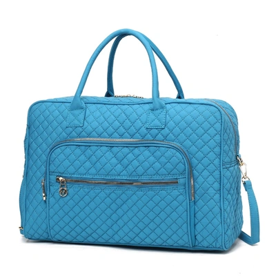 Mkf Collection By Mia K Jayla Solid Quilted Cotton Women's Duffle Bag By Mia K In Blue