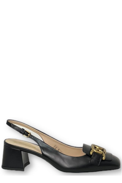 Tod's Cuoio Patent Slingback Chain Pumps In Black