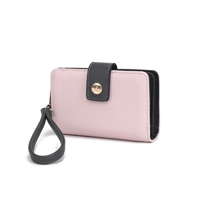 Mkf Collection By Mia K Shira Color Block Vegan Leather Women's Wallet With Wristlet By Mia K In Pink