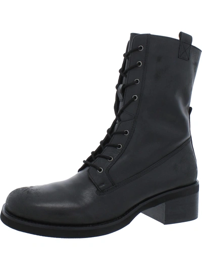 Circus By Sam Edelman Olsa Womens Leather Ankle Combat & Lace-up Boots In Black