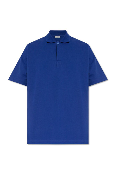 Burberry Short Sleeved Polo Shirt In Blue