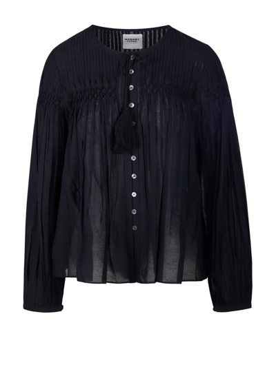 Isabel Marant Étoile Pleat Detailed Buttoned Blouse In Black